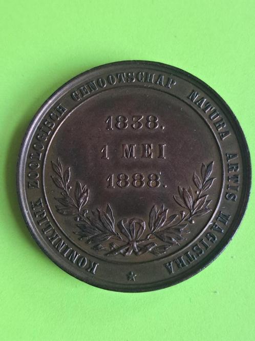 1888 Nederland Amsterdam Artis 50 jaar medaille in brons, Postzegels en Munten, Penningen en Medailles, Brons, Verzenden