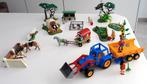 Playmobil tractor paard met aanhangwagen en paarden met stal, Complete set, Ophalen of Verzenden, Zo goed als nieuw