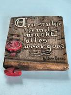 Oud gipsen wandbord met spreuk, Ophalen of Verzenden