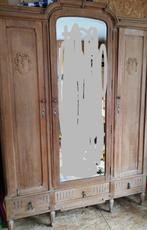 Armoire ancienne 3 portes + miroir, 100 à 150 cm, Avec tiroir(s), 200 cm ou plus, Autres essences de bois