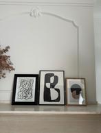 3 zwarte en bruine kaders met abstracte prenten designs, Antiquités & Art, Enlèvement
