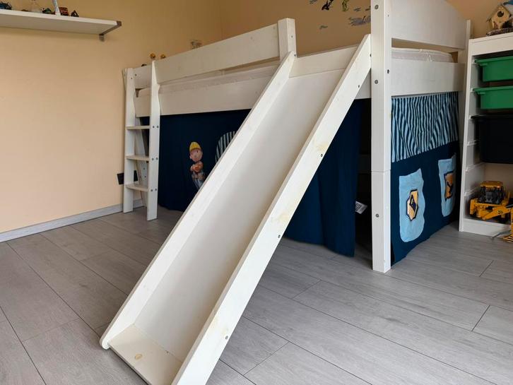 Lit mezzanine mi-haut évolutif: toboggan - échelle - matelas, Maison & Meubles, Chambre à coucher | Lits superposés & Lits mezzanines