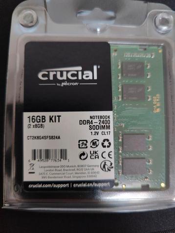 Crucial sodim 2x 8gb ddr4-2400 (nieuw) beschikbaar voor biedingen