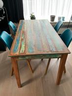 Gerecycleerde houten eetkamertafel, Ophalen, Zo goed als nieuw