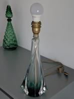 Val Saint Lambert - Tafellamp - Kristal – twisted – groen, Antiek en Kunst, Ophalen of Verzenden
