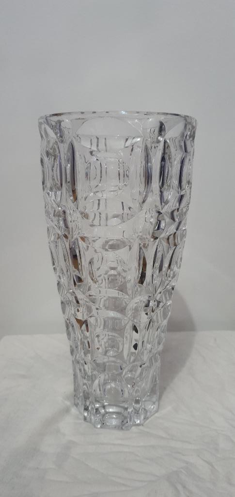 Mooie doorzichtige vaas met patroon, Huis en Inrichting, Woonaccessoires | Vazen, Nieuw, Overige kleuren, Minder dan 50 cm, Glas
