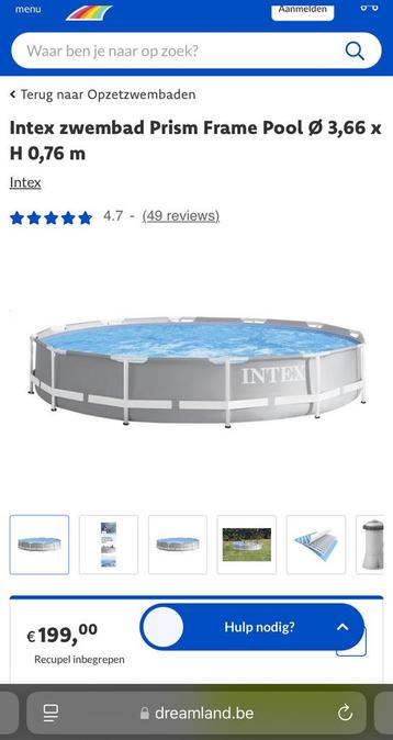 Intex zwembad kleur grijs afmeting 3,66 x 0,76 beschikbaar voor biedingen