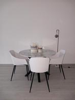 Eettafel van echt marmer met 4 stoelen en lamp, Ophalen