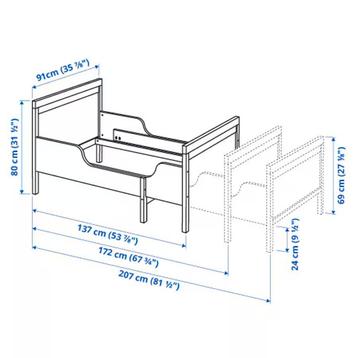 Lit évolutif Ikea avec sommier et matelas, Enlèvement, Comme neuf, Matelas
