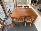 Teak tafel + 6 stoelen 1mop1m50 - 79cm h, Huis en Inrichting, Gebruikt, Ophalen
