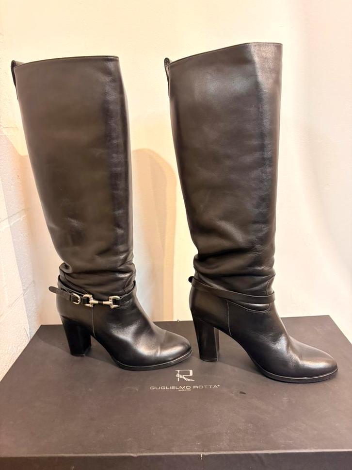 Zwarte Guglielmo Rotta laarzen, maat 39, Kleding | Dames, Schoenen, Zo goed als nieuw, Hoge laarzen, Zwart, Ophalen of Verzenden