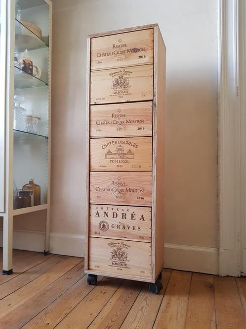 Commode - Meuble à tiroirs ‘Caisse à vin’ - Margaux  Pomerol, Collections, Rétro, Maison et Meubles, Enlèvement ou Envoi