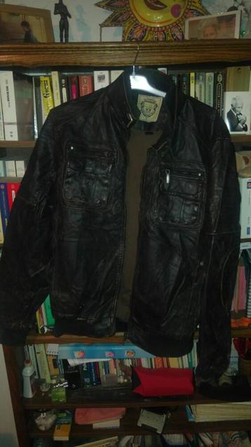 Vintage veste simili cuir nagata collection XL brun, Enlèvement ou Envoi, Seconde main, Hommes, Manteau | cuir