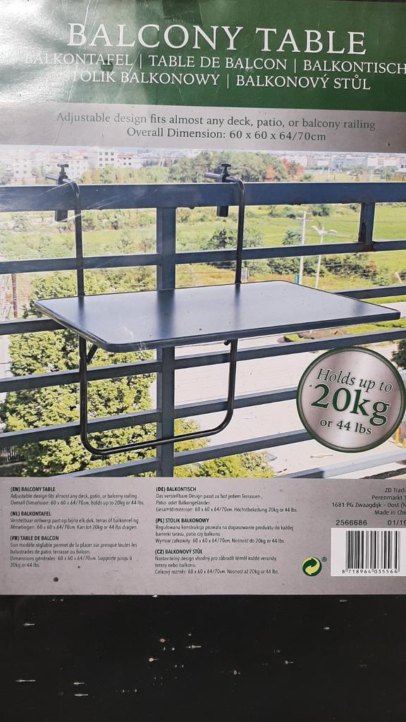 Inklapbaar tafeltje balkon/terras ZWART‼️, Tuin en Terras, Tuintafels, Nieuw, Ophalen