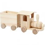 Houten speelgoed trein met wagon 21.5x9.5cm cadeau kinderen, Nieuw, Knutselwerk, Verzenden