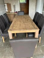 Kwaliteit en sterke eettafel met 8 stoelen, met verlengstuk., Huis en Inrichting, Ophalen, Zo goed als nieuw