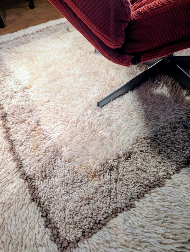 Midcentury Wool Rya Rug – 140*140 cm –, Huis en Inrichting, Stoffering | Tapijten en Vloerkleden, Gebruikt, 100 tot 150 cm, 100 tot 150 cm