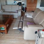 Lederen salon, 3-zit en 2-zit, kleur beige, Huis en Inrichting, Ophalen
