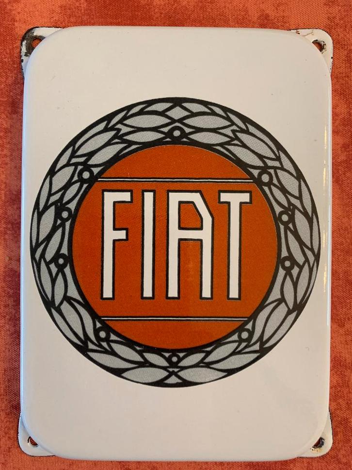 FIAT GARAGE Reinheid geëmailleerde plaat, Verzamelen, Merken en Reclamevoorwerpen, Gebruikt, Reclamebord, Ophalen of Verzenden