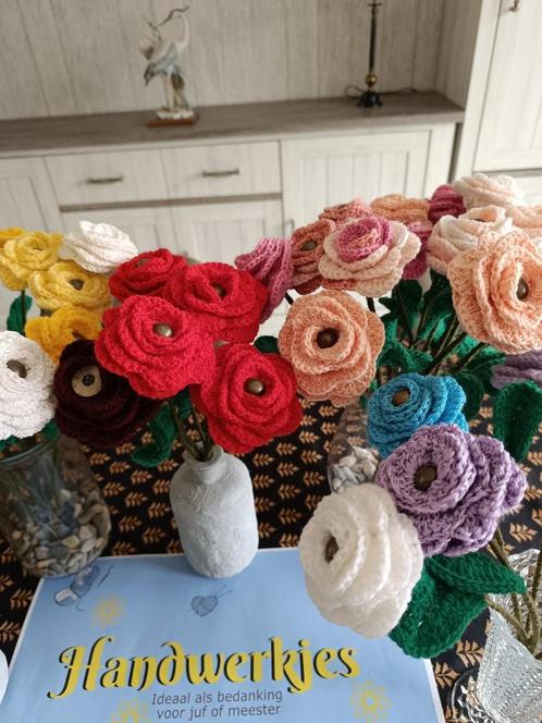 Gehaakte rozen als bedanking voor de juf, Hobby en Vrije tijd, Breien en Haken, Nieuw, Haken, Overige typen, Ophalen of Verzenden