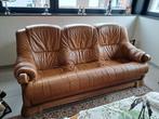 te koop : mooie lederen 3 zit, Ophalen, Driepersoons, Hout, Zo goed als nieuw