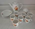 Retro vintage koffieservies Bavaria rood gele bloemen, Antiek en Kunst, Ophalen of Verzenden