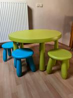 Table basse enfant Ikea verte avec ses 3 chaises tabourets, Enlèvement, Utilisé, Chaise(s)