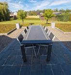 Granieten tuintafel + zes stoelen, Tuin en Terras, Ophalen, Gebruikt, Inox