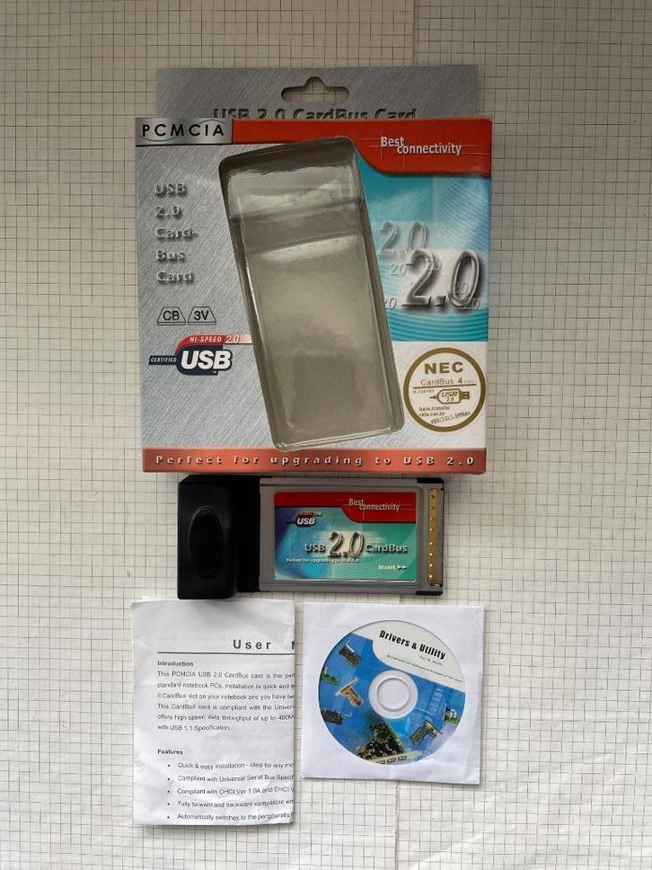 Carte d’extension de ports USB 2.0 pour laptop/PC portable, Computers en Software, Overige Computers en Software, Zo goed als nieuw