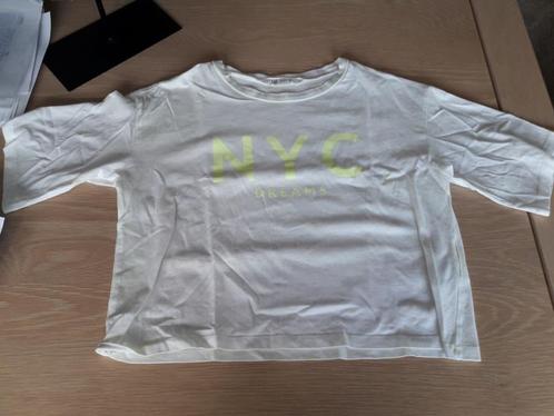 T-shirt H&M wit  met geel 146-152, Kinderen en Baby's, Kinderkleding | Maat 146, Zo goed als nieuw, Meisje, Shirt of Longsleeve