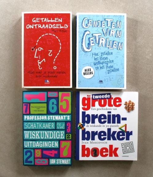 Wiskunde, puzzels, raadsels en hersenkrakers x 4, Boeken, Wetenschap, Gelezen, Ophalen of Verzenden
