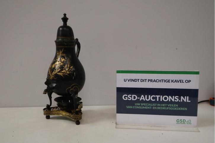 Antiek Goud/Zwarte Kraantjeskan op Stoofje, Antiek en Kunst, Antiek | Overige Antiek