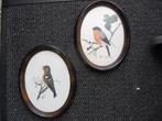 2 pasteltekeningen vogels in ovalen kaders, Antiquités & Art, Enlèvement ou Envoi