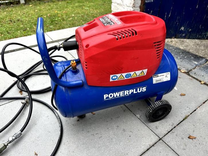 Compressor Power plus 8 bar met slang, Doe-het-zelf en Bouw, Compressors, Gebruikt, 6 tot 10 bar, Minder dan 25 liter, Minder dan 200 liter/min