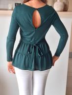 Mooie groene blouse met voile, Ophalen of Verzenden, Gedragen, Maat 36 (S)