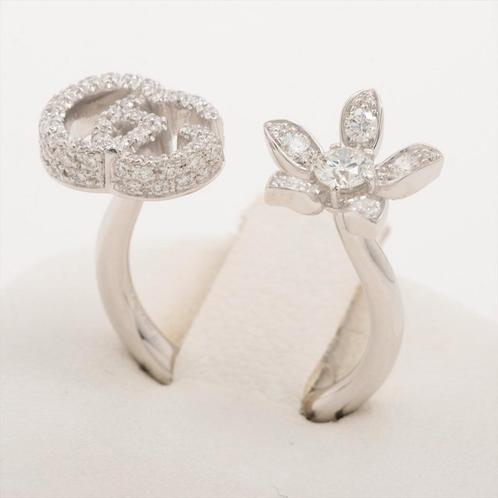 Gucci Flora diamanten ring, Handtassen en Accessoires, Ringen, Gebruikt, Dame, Wit, Goud, Met edelsteen, Ophalen of Verzenden