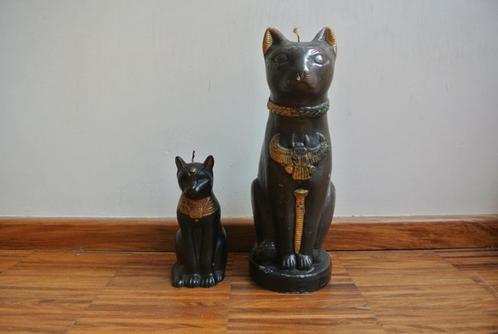 2 Egyptische katten kaarsen, Maison & Meubles, Accessoires pour la Maison | Bougeoirs & Bougies, Comme neuf, Bougie, 25 à 50 cm