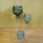 set van 3 vaasjes, Huis en Inrichting, Woonaccessoires | Vazen, Ophalen, Gebruikt, Glas, Minder dan 50 cm
