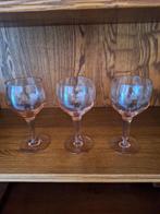 3 vintage wijnglazen persglas rosaline, Overige typen, Gebruikt, Ophalen of Verzenden