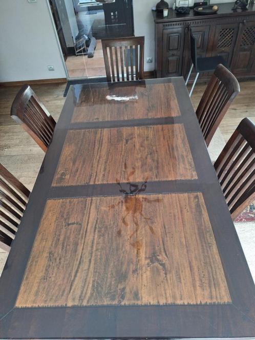 Prachtige massieve koloniale eetkamer, Huis en Inrichting, Complete eetkamers, Zo goed als nieuw, 4 tot 6 stoelen, Ophalen