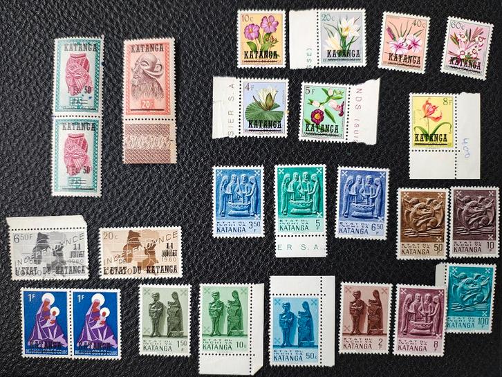 25 timbres neufs sans charnière Katanga sécession Congo, Timbres & Monnaies, Timbres | Afrique, Non oblitéré, Autres pays, Envoi