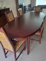 Eettafel met 6 stoelen/dressoirkast/vitrinekast, Huis en Inrichting, Tafels | Eettafels, Ophalen, Gebruikt, 200 cm of meer, 50 tot 100 cm