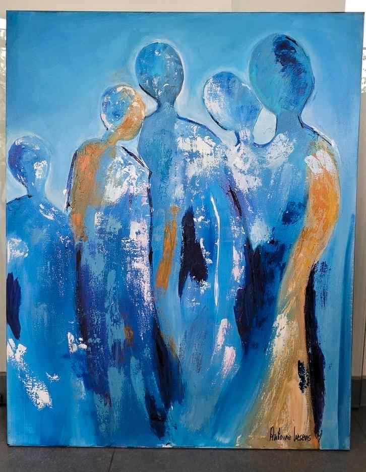 Antoine LIESENS, Happy family, Antiek en Kunst, Kunst | Schilderijen | Modern, Ophalen of Verzenden