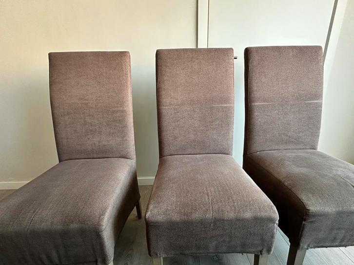 Middel bruine eetkamerstoelen, Maison & Meubles, Chaises, Utilisé, Cinq, Six Chaises ou plus, Tissus, Brun, Enlèvement