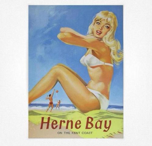 Vintage travel railway poster A4 Herne Bay On the Kent coast, Verzamelen, Posters, Nieuw, A4 of kleiner, Rechthoekig Staand, Ophalen of Verzenden