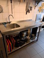 RVS complete spoeltafel + Grohe kraan + onderstel, Ophalen, Gebruikt, 100 tot 150 cm, Minder dan 100 cm