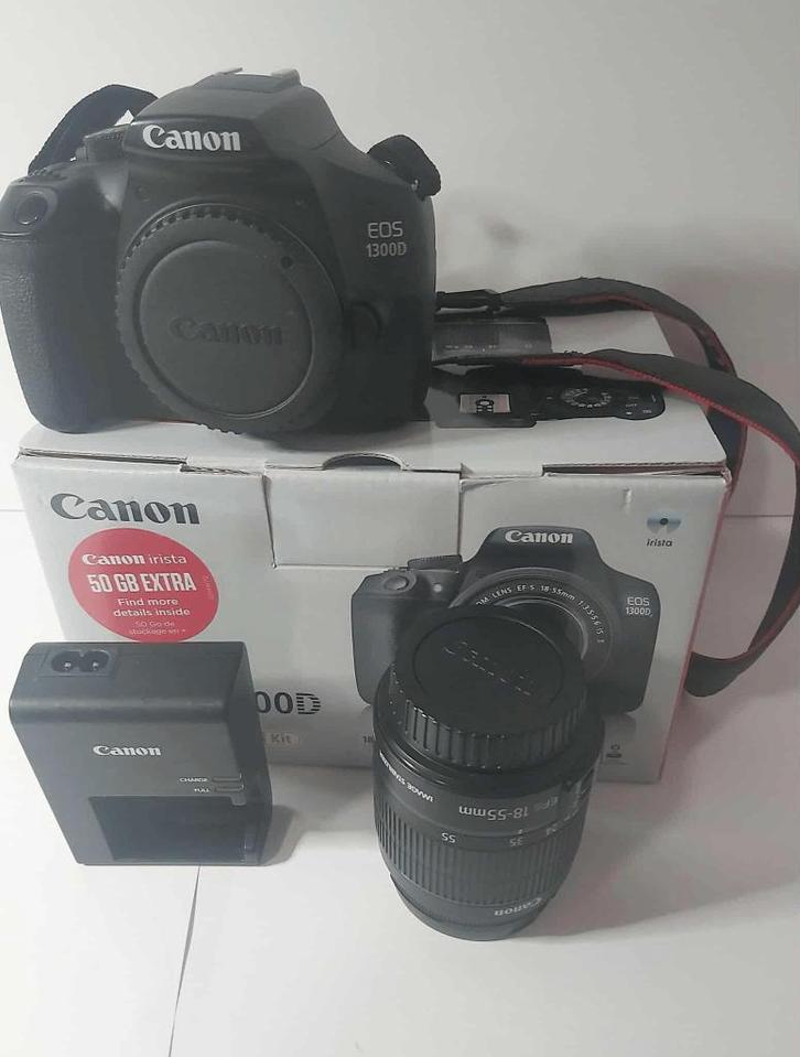 Canon EOS 1300D + 18-55mm lens + oplader – Zeer goede staat, Audio, Tv en Foto, Fotocamera's Digitaal, Zo goed als nieuw, Spiegelreflex