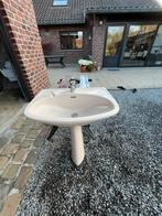 Retro wasbak beige, Huis en Inrichting, Badkamer | Badkamermeubels, Ophalen, 50 tot 100 cm, Zo goed als nieuw, Minder dan 100 cm