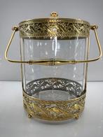 Ancienne boite couverte de style baroque verre et Laiton, Antiquités & Art, Enlèvement ou Envoi