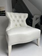 Witte lederen fauteuil, Huis en Inrichting, Fauteuils, Ophalen, Gebruikt, Leer
